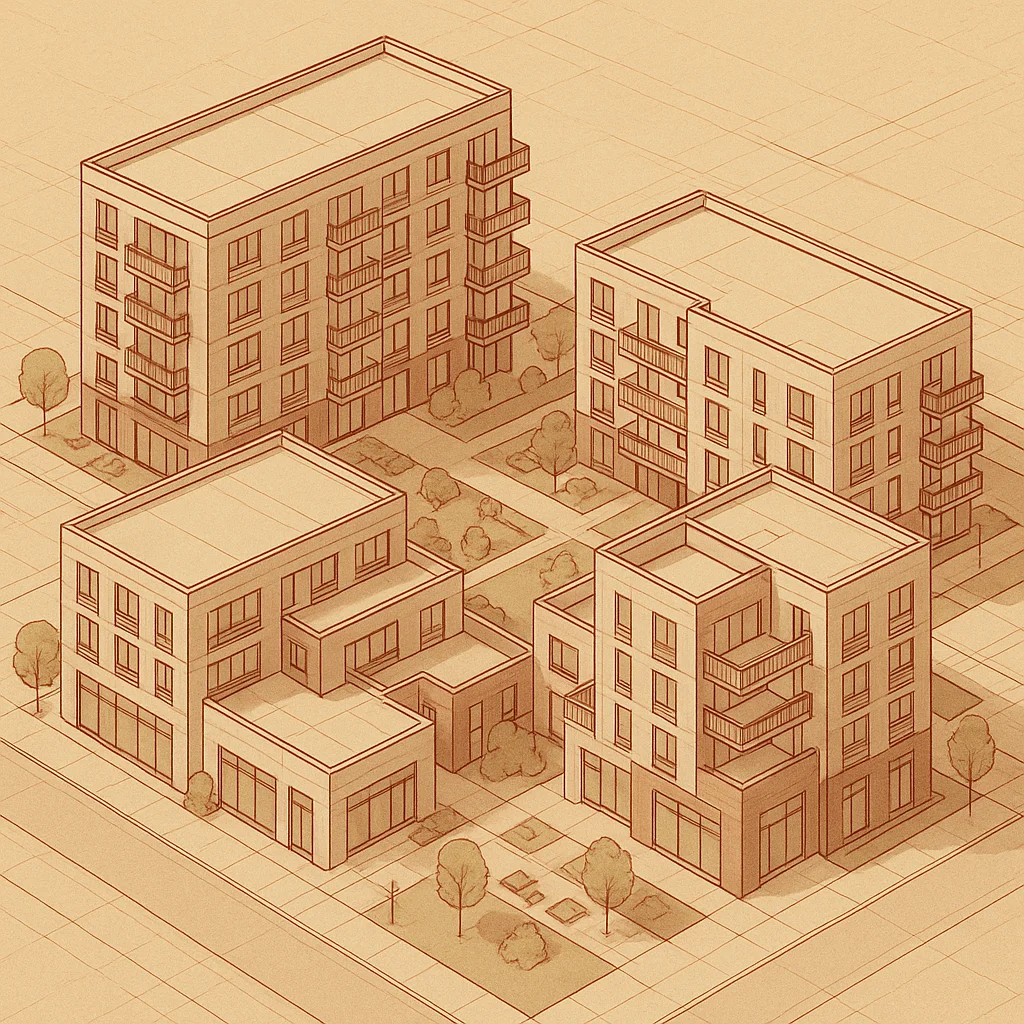 Architectural concept illustration, Hornby Developments project
